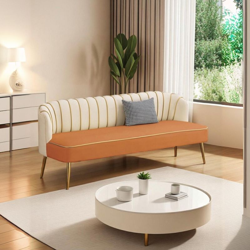Modish Solid Color Stain Resistant Standard Sofa/Loveseat in Grey/Beige/Amber Color for 2/4-seater/3-seater with 1 Pillow