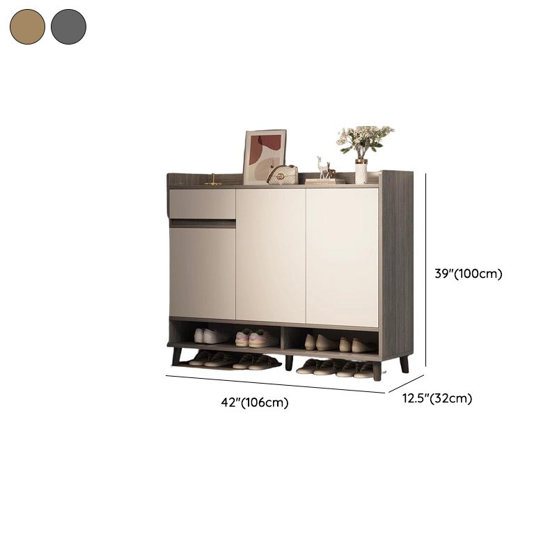 Reclaimed Wood 5 Tiers Shoe Wardrobe with Shelf, Compartments, Cabinet Door, Dustproof, and Closed Back