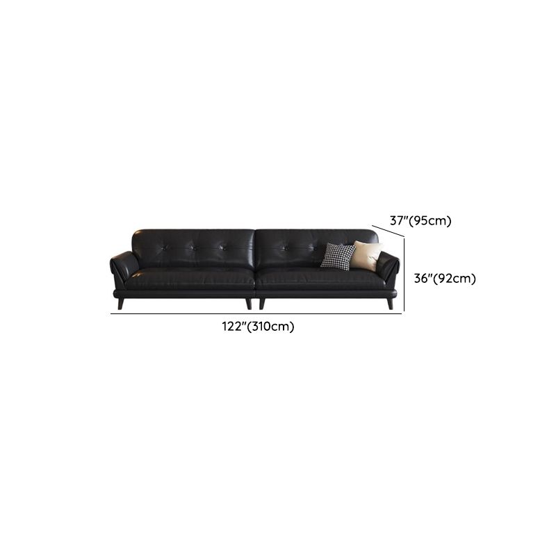 Contemporary Modern Solid Color Stain Resistant Standard Sofa/Loveseat/Single Sofa in Midnight Black, Seats 3/Seats 4/2-seater with 2 Pillows