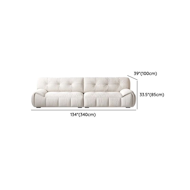Contemporary Modern Solid Color Water Resistant Standard Sofa in Soft-pile Fabric with White Upholstery, Seats 4/2-seater/Seats 3 with 2 Pillows
