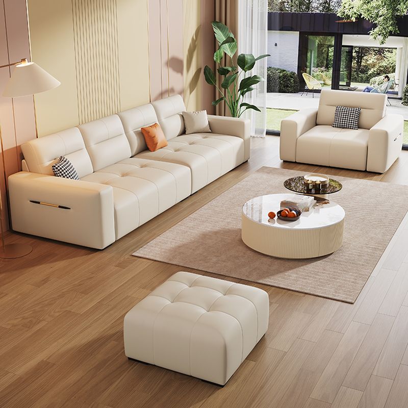 Fade-proofed Standard/Single Sofa in Off-White for Drawing Room with Armrest and 3/1 Pillow