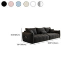Modish Solid Color Scratch-durable Standard Sofa in Midnight Black/Mocha/Off-White, Seats 3 with 3 Pillows