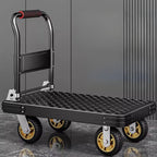 Midnight Black Steel Cart for All Ages with Swivel Wheels and Self-supporting Orientation