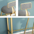 Glam Metal Home Bar Set with Gold Upholstered Chairs and Footrest