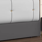 Trendy No Distressing Panel Headboard in Natural Wood, Rectangle Shape for Queen/Full Bed, Sponge Upholstery Fill, Standard Height