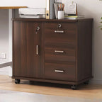 Horizontal Filing Cabinet/Vertical Filing Cabinet in Timber with Soft Close, Key Lock and Roller Wheels in a Casual Style, 2 Shelves/1 Shelf Included/Not Included