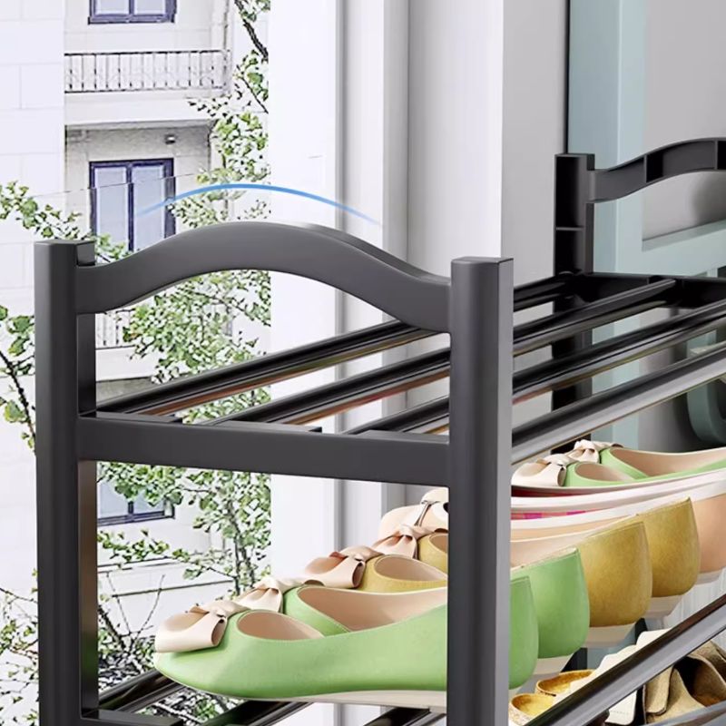 Art Deco Polymerized Material Rectangle Shoe Rack with 5/4/3 Shelves, Floor Mounted for 1-20 Pairs in Bedroom