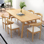 Modern Fixed Solid Wood Dining Room Table with 4 Wood Legs Kitchen Dining Set