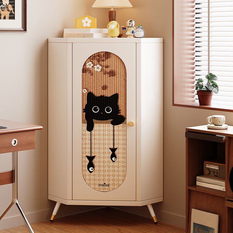 Modern Simple Style Nook Accent Cabinet with Damp-proof Closet, Glazed Door, Cabinet Knobs in Chalk