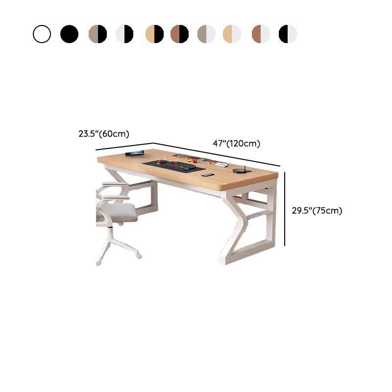 Modern Rectangular Gray/Chalk/Unfinished Color Manufactured Wood Office Computer Desk with Cable Management