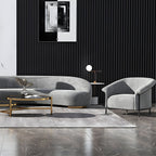 Scandinavian Cushions Tuxedo Arm Curved Living Room Fabric Settee