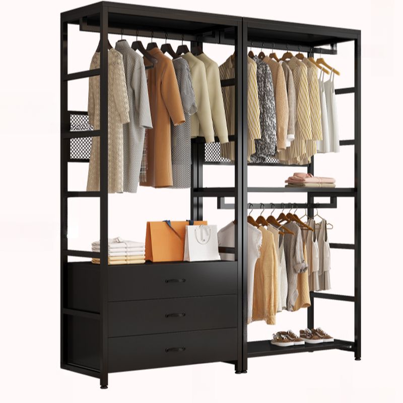Ink Contemporary Steel Coat Rack with Receptacle, 2 Shelves, Alloy Bench, and Shoe Storage