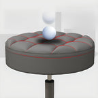 Backless Stool with Rollers, Upholstered Synthetic Material Seat
