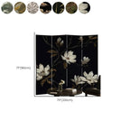 Screen Divider Minimalist Opaque Fold-up with Natural Wood Frame, 4 Panels, Double Sided Print, and Independent Design