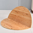 Natural Finish Trendy Folding Circular-shaped Bi-fold Table with Abrasion Proof Manufactured Wood Top