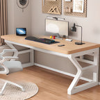 Black/Chalk Rectangular Metal Desk with Warp Resistant Shelves and Toboggan Base, Cable Management and Rounded Corners