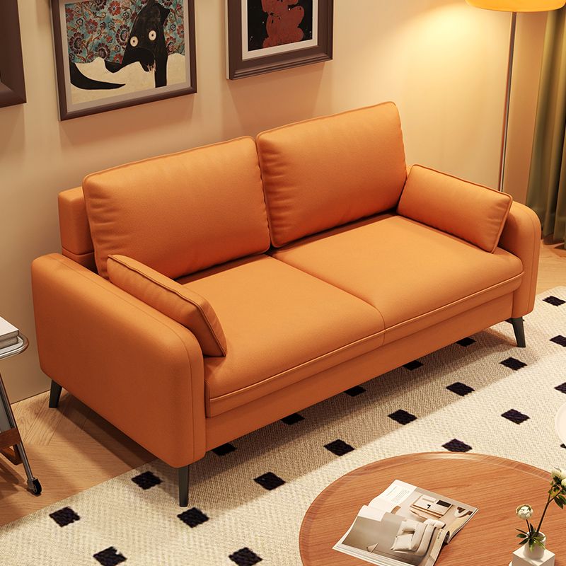 Trendy Solid Color Water Resistant Loveseat in Dove Grey/Amber Color/Cream with Armrest, Seats 2 with 2 Pillows