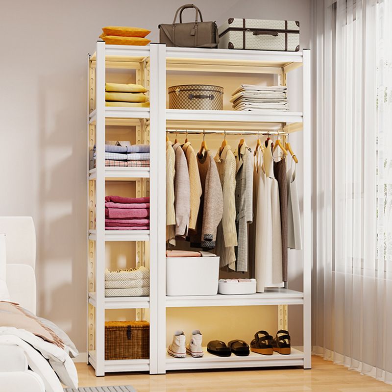 Chalk Contemporary Coat Rack with Receptacle, Steel Frame, and Shoe Storage