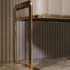 Modern Style Faux Leather Nightstand with Drawer Storage and Metal Base