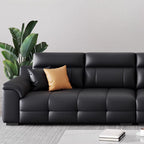 Modish Solid Color Stain Resistant Standard Sofa in Black, 4-seater/3-seater with 2 Pillows
