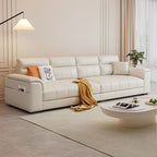 Modish Solid Color Stain Resistant Standard Sofa/Loveseat in Light Gray/White/Light Yellow for 6-Seater/5 Person/4-seater with 2 Pillows
