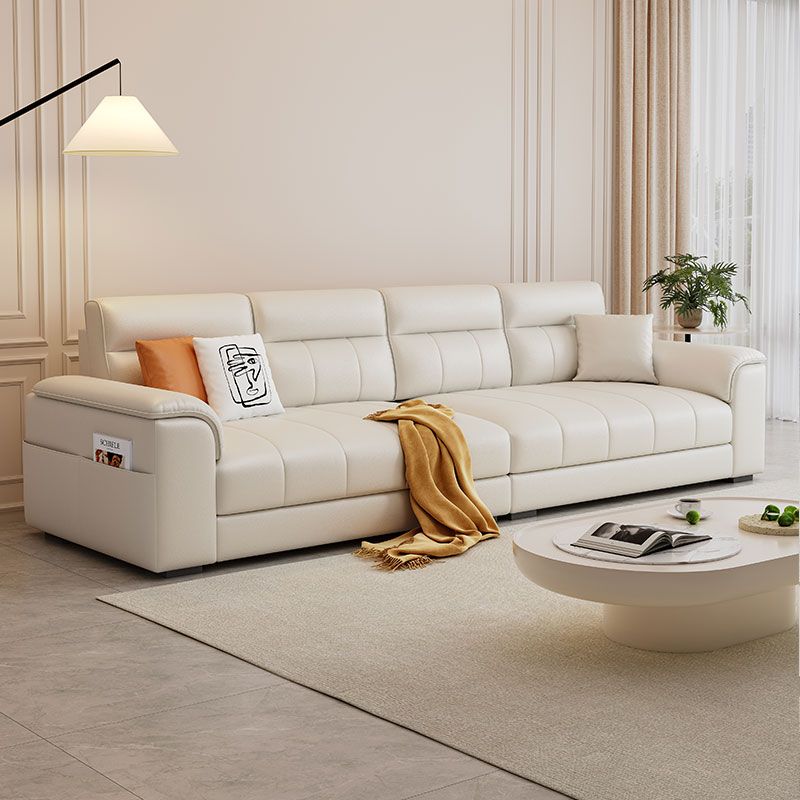 Modish Solid Color Stain Resistant Standard Sofa/Loveseat in Light Gray/White/Light Yellow for 6-Seater/5 Person/4-seater with 2 Pillows