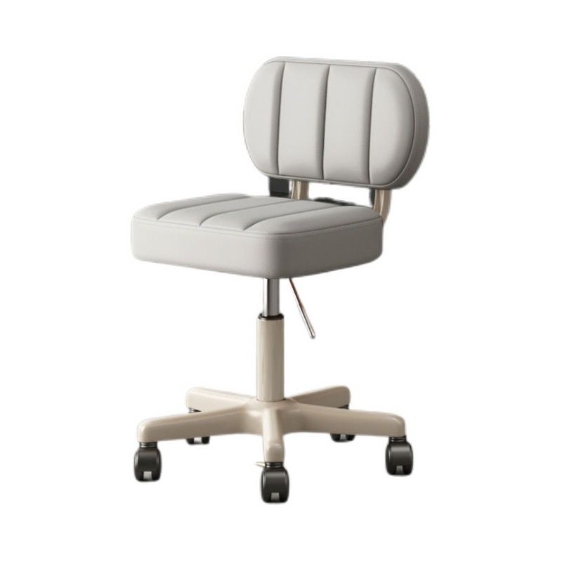 Adaptable Height Low Back Rotatable Task Stool with Wheels & Upholstered Seat
