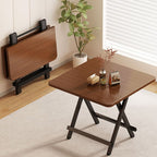 Scratch-proof Foldable Square Veneer Dining Table with Crossed Legs for 2-seater/Seating for 4