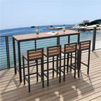 Contemporary Bar Table Set 1/2/5 Pcs Iron Black Metal Frame Bar Table and Stools