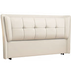 Trendy Wingback Headboard with No Distressing, Piled Tufted Rectangle for Queen/Full Bed, Sponge Upholstery Fill, Standard Height