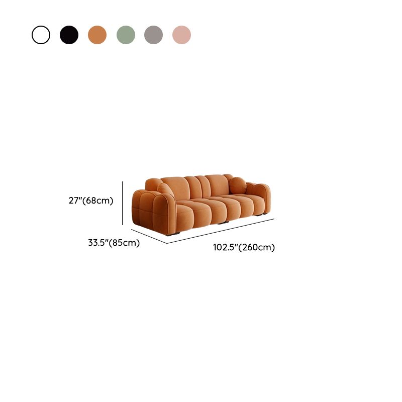 Trendy Solid Color Stain Resistant Standard Sofa in Dark Gray/Light Brown/Amber Color with Arm, 4-seater/Seats 3, and 2 Pillows