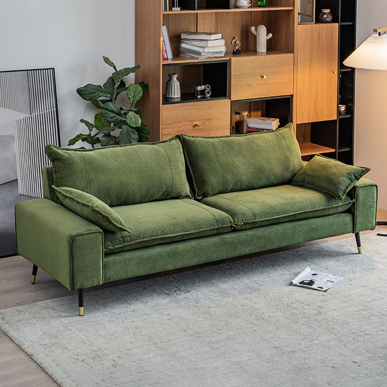 Modern Olive Green/Ink/Lemon Color Solid Color Leather/Corduroy Sofa Couch for Seats 4/Seats 3/Seats 2