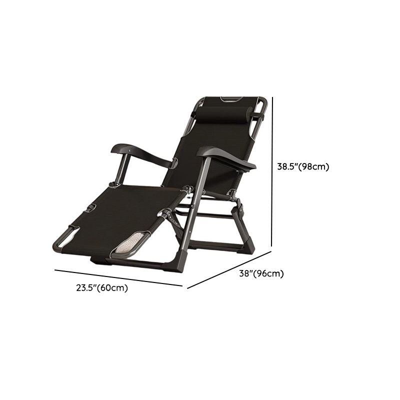 Solid Color Arm Recliner in Midnight Black/Tan with Space-saving Alloy Frame, Standard Base, Locking Back Angle, and Removable Back