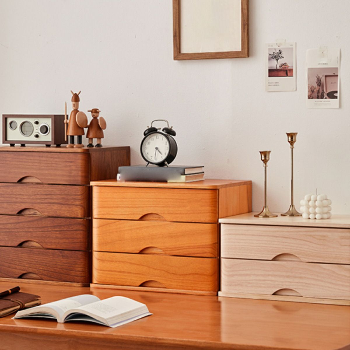 Free Standing Horizontal Filing Cabinet/Vertical Filing Cabinet in Wood with 1 Shelf and Drawer in a Simplistic Style