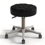 Backless Stool with Rollers, Upholstered Synthetic Material Seat