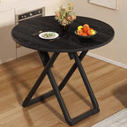 Veneer Dining Table with Crisscross Legs, No Extra Durability, Foldable Square Top for 2 People
