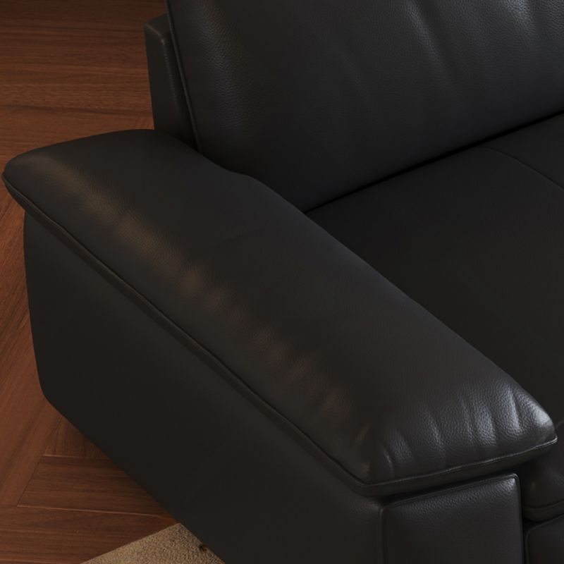 Contemporary Modern Solid Color Scratch-durable Standard Sofa in Midnight Black, Seats 4/3 with 2/3 Pillows
