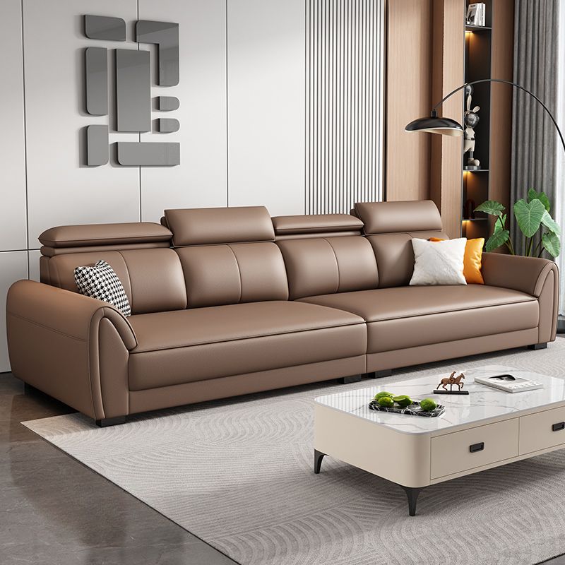 Contemporary Modern Solid Color Stain Resistant Standard Sofa in Light Gray/Light Brown/Tan, Seats 3 with 3 Pillows