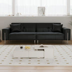 Drawing Room Standard Sofa in Dark Gray/White/Tan with Armrest