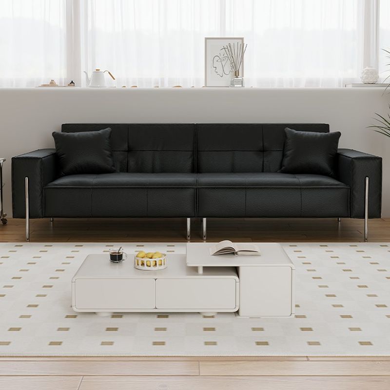 Drawing Room Standard Sofa in Dark Gray/White/Tan with Armrest