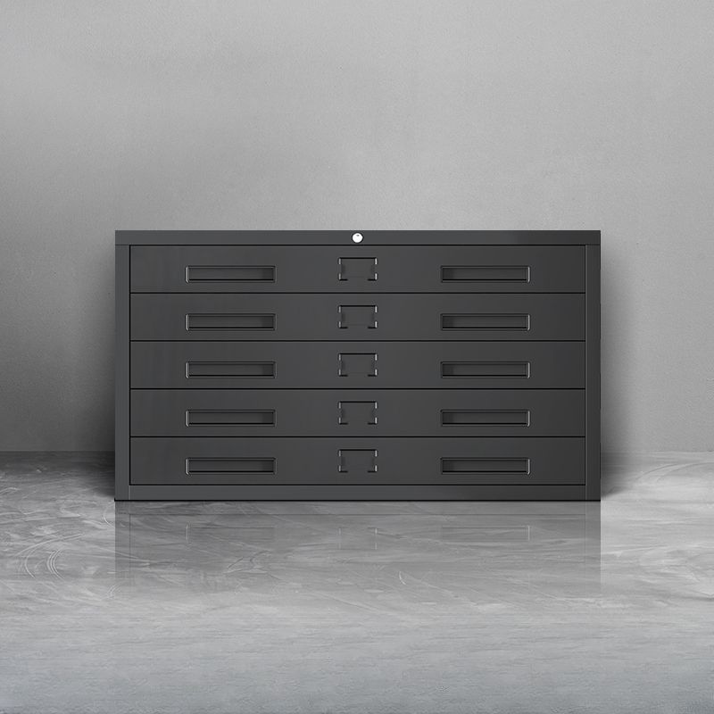 Steel Lateral Filing Cabinet with 5 Drawers and Key Lock in a Simplistic Style