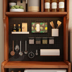 Art Deco Narrow Sideboard with 2 Drawers, 4 Shelves, Pantry Hutch, and Engineered Wood Countertop