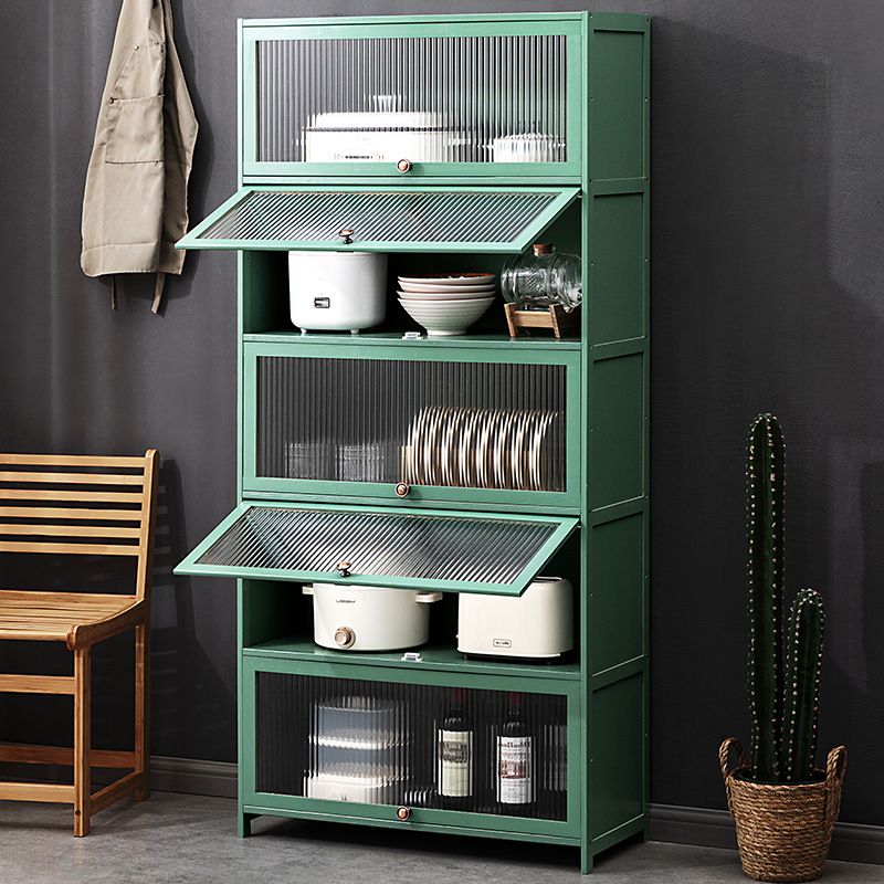 Trendy Green Bambusa Flooring Oven Cabinet with 4 Cabinets, 4 Shelves, and 4 Doors