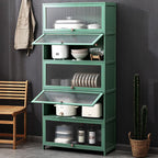 Trendy Green Bambusa Flooring Oven Cabinet with 4 Cabinets, 4 Shelves, and 4 Doors