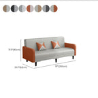 Convertible Sofa in Gray/Cerulean/Off-White with Armrest and 3 Pillows