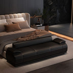 Trendy Upholstered Solid Color Accent Bench with Rear Seat Back, Armrest, and Cushioned Comfort