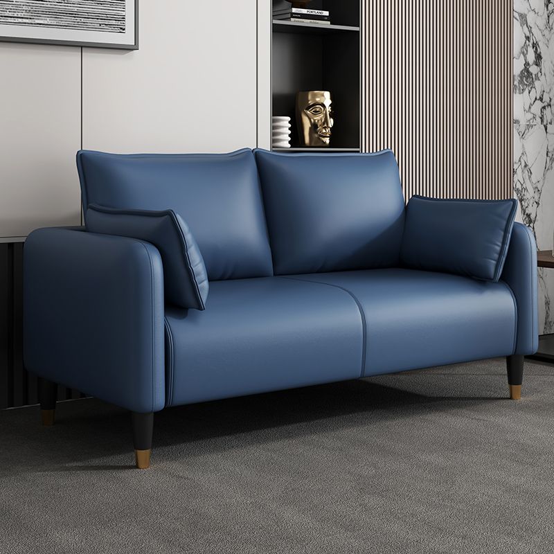 Drawing Room Sofa in Pu Leather with Cerulean/Mocha/Off-White Armrest