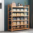 Bambusa Rectangle Nature Shoe Rack with 5/6/3 Shelves, Floor Mounted for 11-30 Pairs in Sitting Room