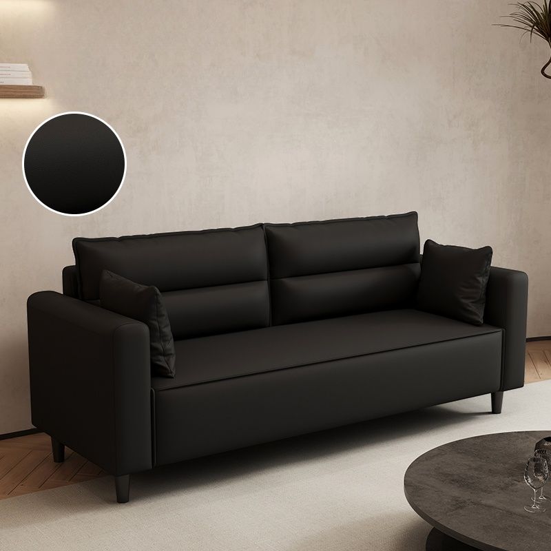 Contemporary Modern Solid Color Stain Resistant Sofa/Loveseat in Pu Leather, Olive Green/Mocha/Amber Color, Seats 3/2-seater with 2 Pillows