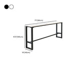 Rectangular Modern Stone Top Bar Table Set with Trestle Base and Backrest Barstools